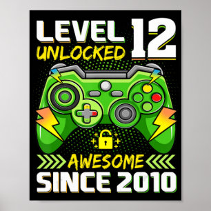 Poster 12 Birthday Gift Level 12 Desbloqueado Incrível 20