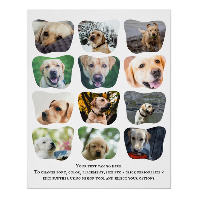 Pôster 12 Colagem De Fotos E Texto Único Personalizado (Frente)