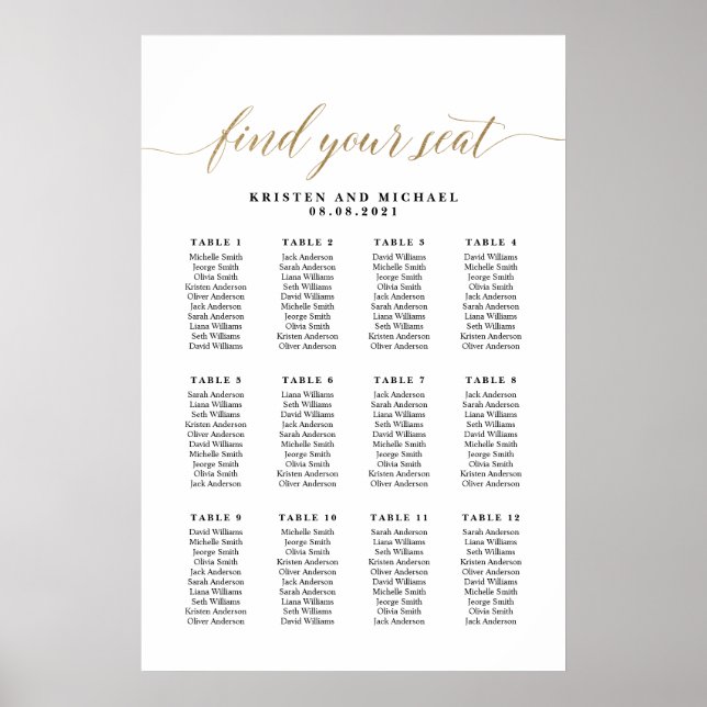 Poster 12 Convidados do Mesa 120 Encontre seu Gráfico de  (Frente)