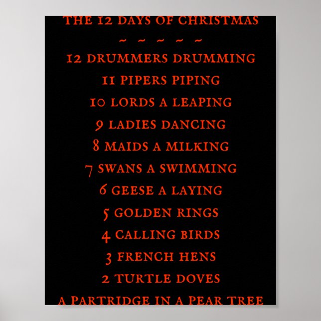 Poster 12 Days Lyrics Boys T Shirt  (Frente)