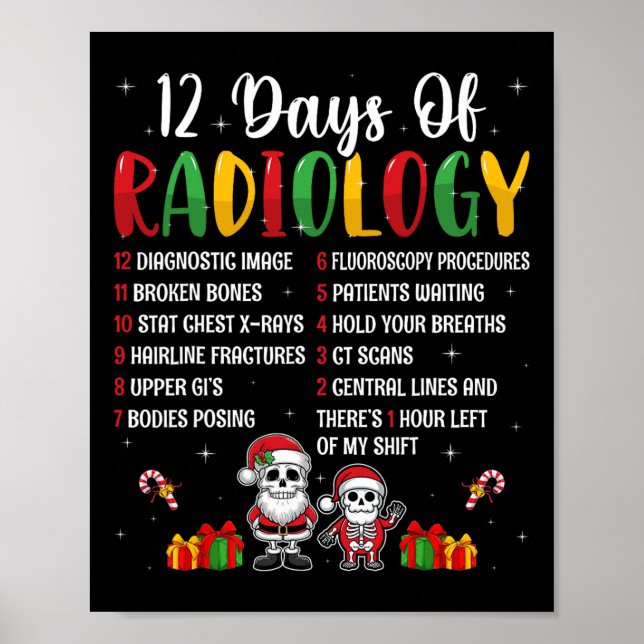 Poster 12 Dias De Radiologia Xmas Rad Tech No Natal (Frente)