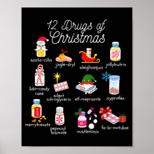 Poster 12 Drogas Do Natal Farmacêutico Técnico Pharma