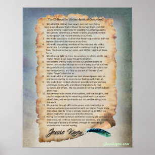 Pôster 12 etapas para uma recuperação do espiritual da