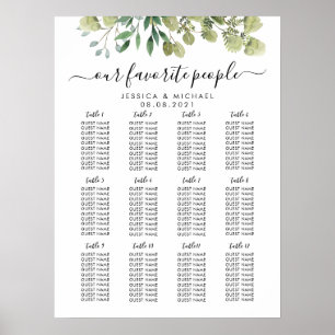 Poster 12 Gráfico de Assentos Convidados de Casamento Gra