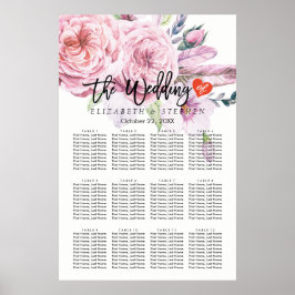 Pôster 12 Gráfico de Casamento de Casamento de Mesas Flor