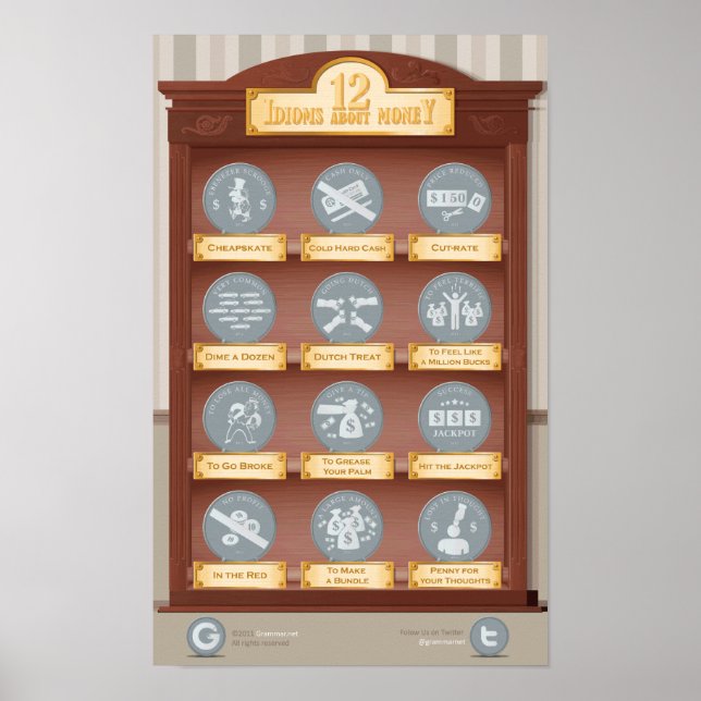 Pôster 12 idiomas sobre dinheiro (Frente)