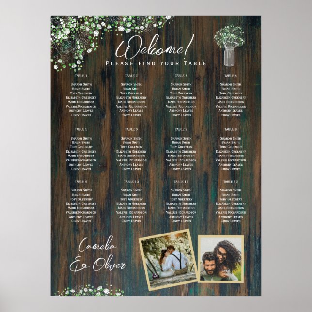 Poster 12 Mesa Rústica Madeira Gypsophila FOTO SENDO ENCA (Frente)