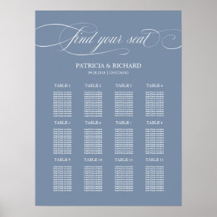 Poster 12 Placa de Casamento Mesa Sinal Dusty Blue