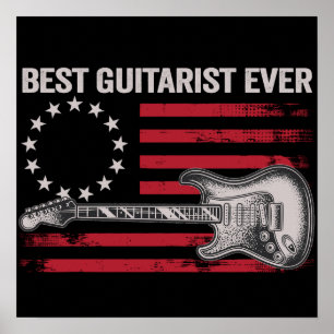 Poster 12 Retro Bandeira Betsy Ross EUA Música Guitarrist