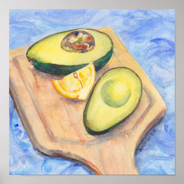 Pôster 12"x12" print, "Avocado and Lemon" (Frente)