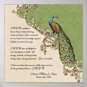 Poster 12x12 Vintage Peacock 1 - Personalizado para Casam
