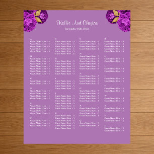 Poster 130 Mapa de Assentos de Casamento Floral Roxo e Do