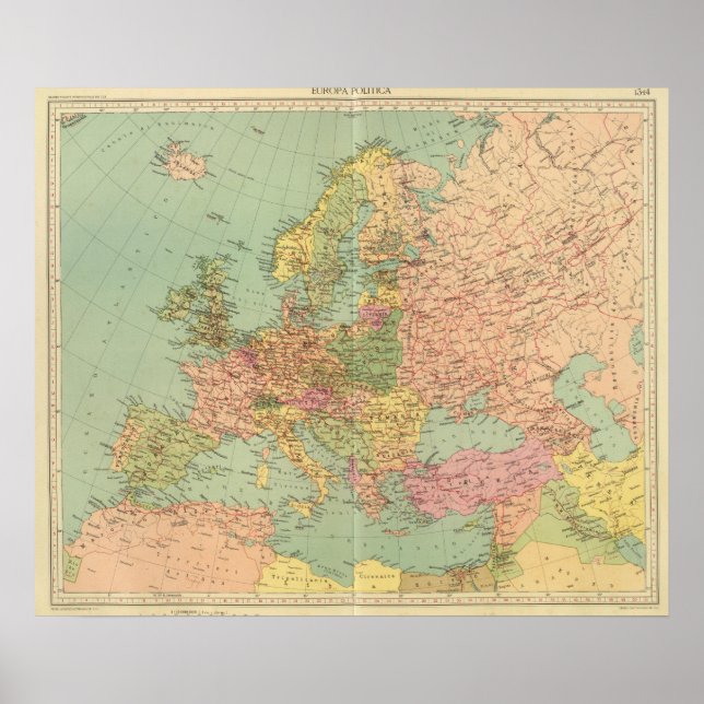 Pôster 1314 Europa política (Frente)