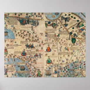 Pôster 131-0058260/1 Catalan Atlas: Detail of Asia, by Ja