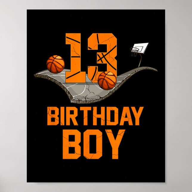Poster 13 Birthday Basball Jersey 13 Anos (Frente)