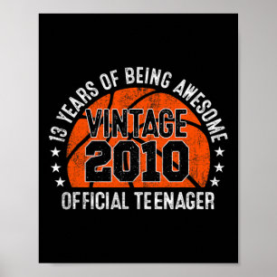 Poster 13 Birthday Vintage 2010 Adolescente Oficial 13 Y
