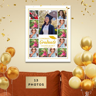 Poster 13 Colagem de Fotos Congrats Graduado Dourado Bran