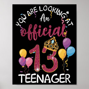 Poster 13 de Aniversário Oficial Garota de 13 Anos