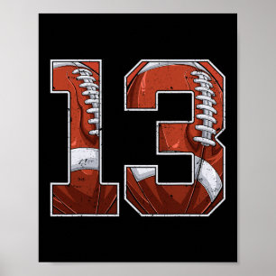Poster 13 de Futebol - Garoto de aniversário de treze ano