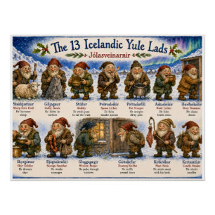 Pôster 13 Duendes de Natal islandeses Natal reykjavik
