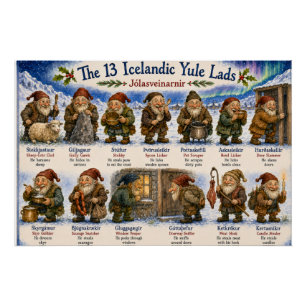 Pôster 13 Duendes de Natal islandeses Natal reykjavik