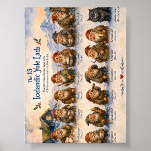 Poster 13 Duendes Islandeses Natal na Islândia