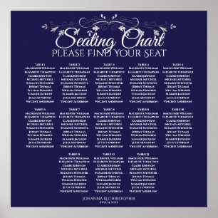 Poster 13 Gráfico de Casamento Azul Marinho Elegante Mes