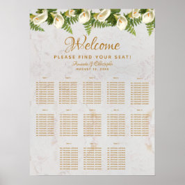 Poster 13 Mesa Carta de Assentos de Casamento de Mármore
