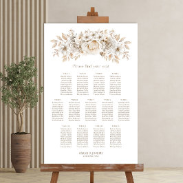 Poster 13 Mesa Carta de Assentos Floral Branco Casamento