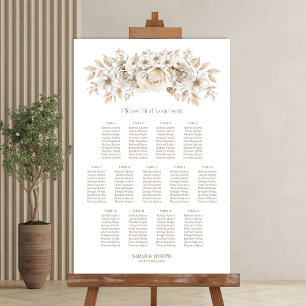 Poster 13 Mesa Carta de Assentos Floral Branco Casamento