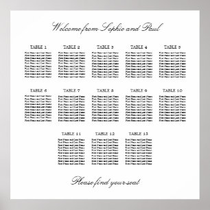 Poster 13 Mesa Gráfico de Assentos Minimalista Elegante