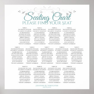 Poster 13 Teal de Mesa sobre Gráfico de Assentos de Casam