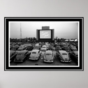Poster 13 x 19 do teatro do cinema ao ar livre do