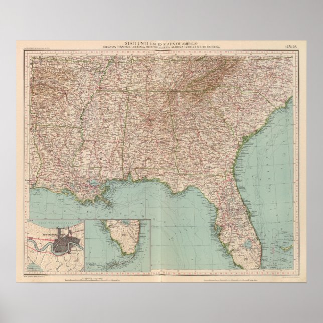 Pôster 14546 Ark, Tenn, La, Miss, Fla, Ala, Ga, SC (Frente)