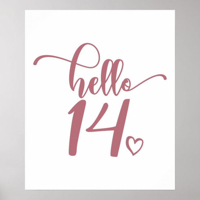 Poster 14 Birthday Women Hello 14 Cute 14 Anos (Frente)