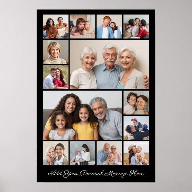 Poster 14 Colagem de Fotos Adicionar Sua Própria Saudação (Frente)