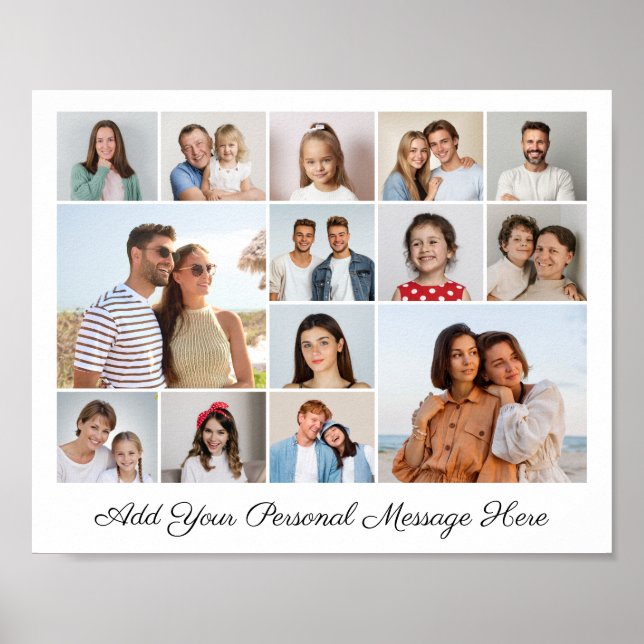 Poster 14 Colagem de Fotos Adicionar Sua Própria Saudação (Frente)