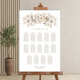 Poster 14 Mesa Carta de Assentos Floral Branco Casamento