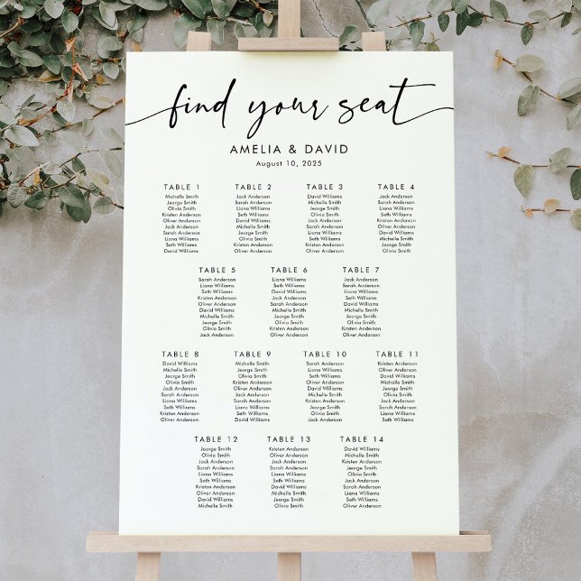 Poster 14 Mesa Encontre seu gráfico de assentos (Criador carregado)