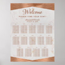 14 Mesa Gráfico de Assentos de Casamento Cobre Már
