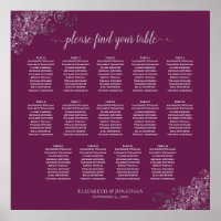 14 Mesa Prata no Gráfico de Assentos de Casamento 