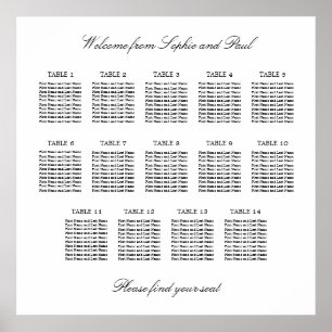 Poster 14 Tabela Gráfico de Assentos Minimalista Elegante
