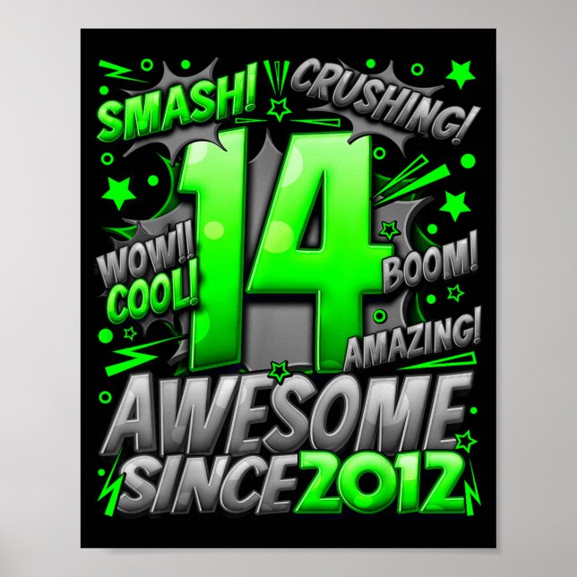 Poster 14 Year Old For Boys 14th Birthday Boy 14 Year Old (Frente)