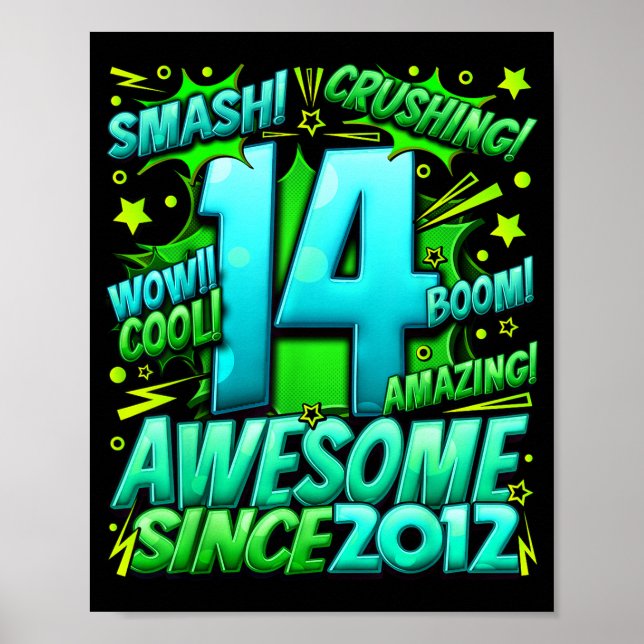 Poster 14 Year Old For Boys 14th Birthday Boy 14 Year Old (Frente)