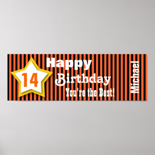 Pôster 14o LARANJA do costume S04A da bandeira da estrela