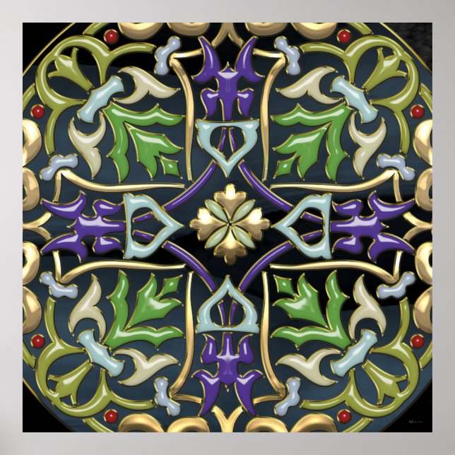 Poster [150] Cruz Celta [Dourada com Enamel Negro] (Frente)