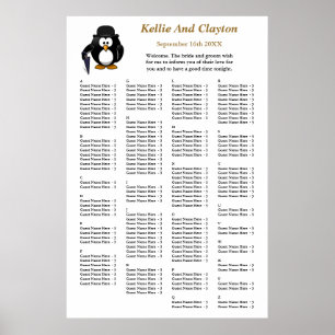 Poster 150 Gráfico Sentado de Casamento Penguin Greeter E