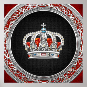 Pôster [150] Príncipe-Princesa Rei-Rainha Coroa [Prata]
