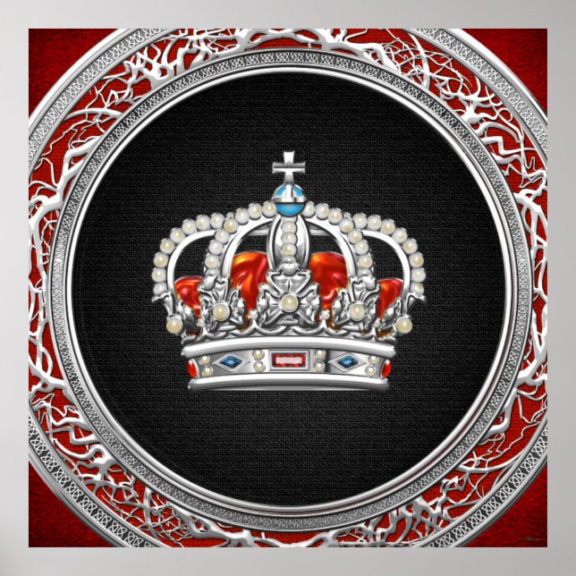 Pôster [150] Príncipe-Princesa Rei-Rainha Coroa [Prata] (Frente)