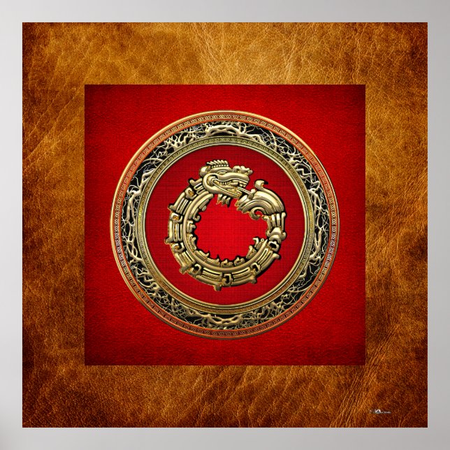 Pôster [150] Serpent God Quetzalcoatl [Gold] (Frente)